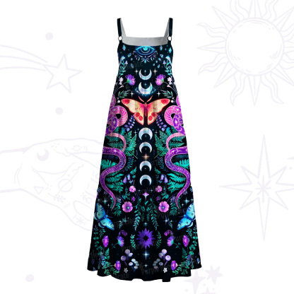 Purplehecate Moon Moth Witchery Wide Straps Maxi Dress