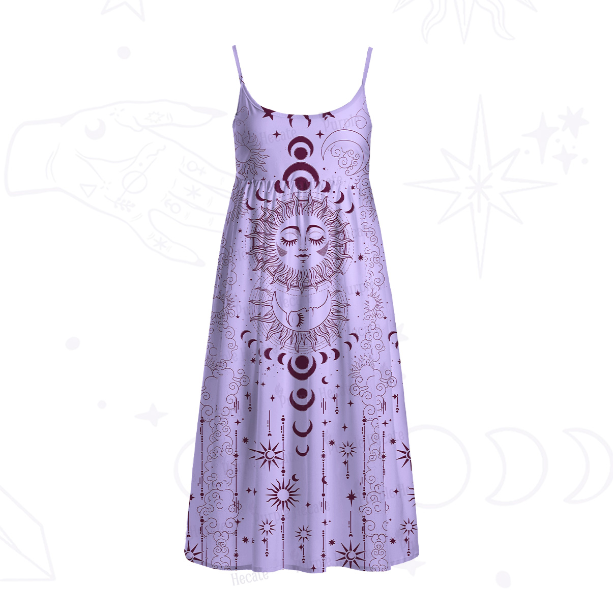 Purplehecate Lunar Eclipse Spaghetti Strap Midi Dress