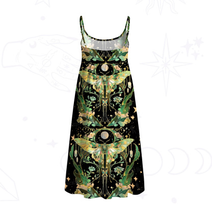 Purplehecate Moon Moth Rave Spaghetti Strap Midi Dress