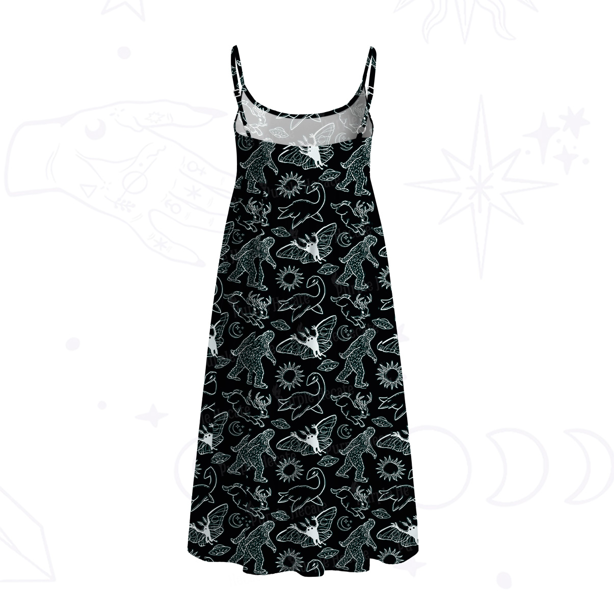 Purplehecate Cryptid Spaghetti Strap Midi Dress