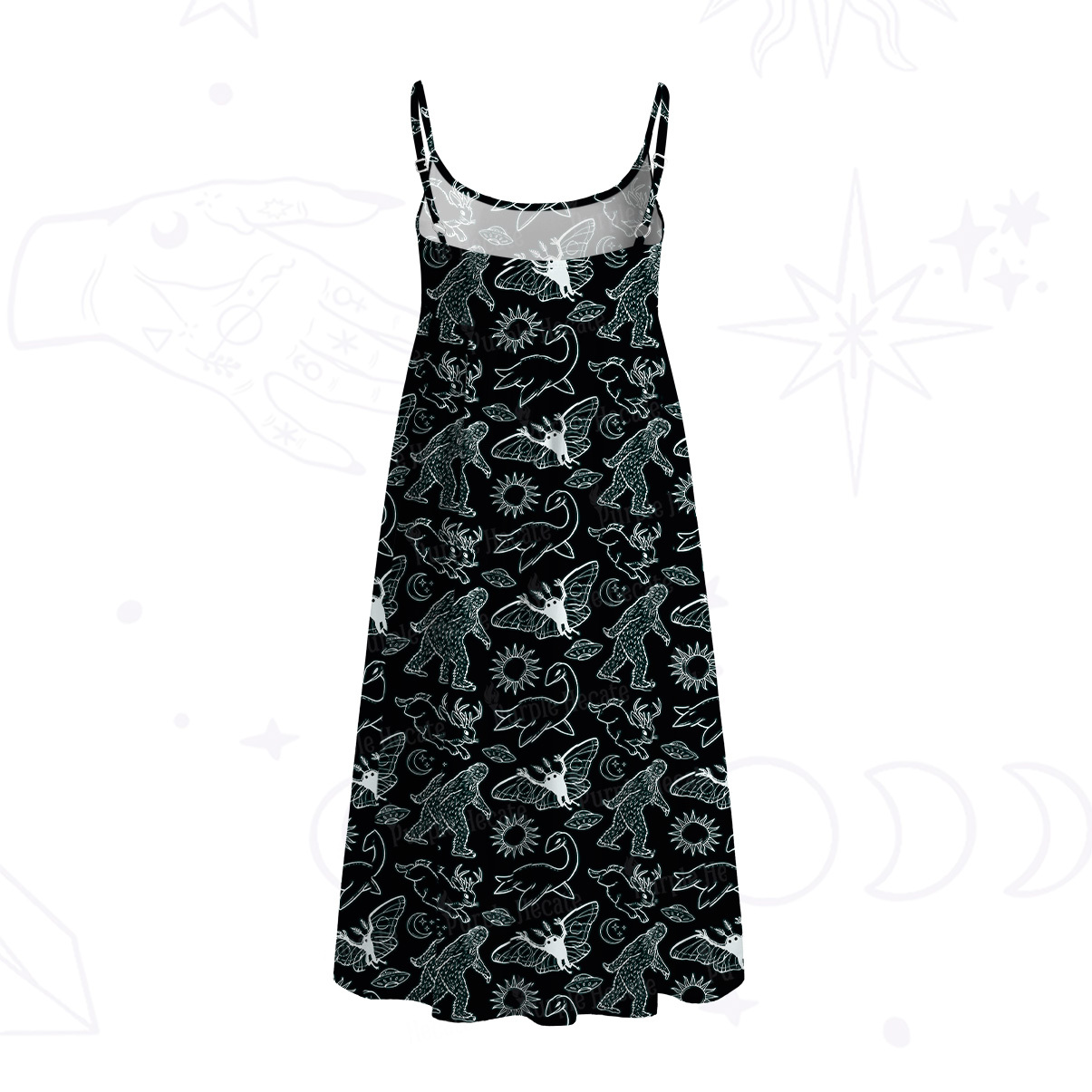 Purplehecate Cryptid Spaghetti Strap Midi Dress
