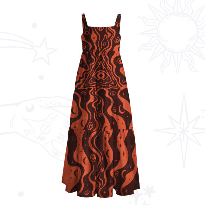 Purplehecate Cosmic Eye Ripple Wide Straps Maxi Dress