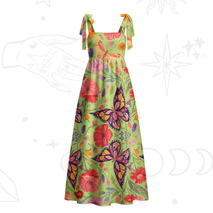 Purplehecate Enchanted Garden of Butterflies Tie Shoulder Maxi Dress