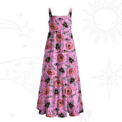 Purplehecate The Bee's Knees Wide Straps Maxi Dress