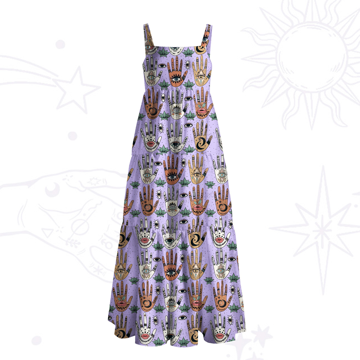 Purplehecate Helping Hands Wide Straps Maxi Dress