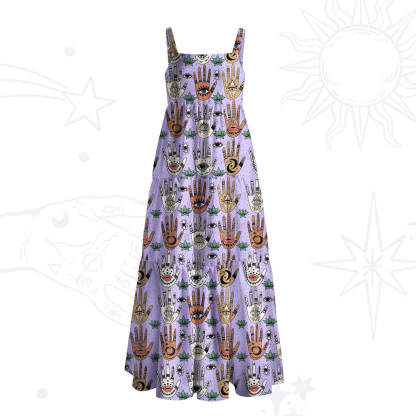 Purplehecate Helping Hands Wide Straps Maxi Dress