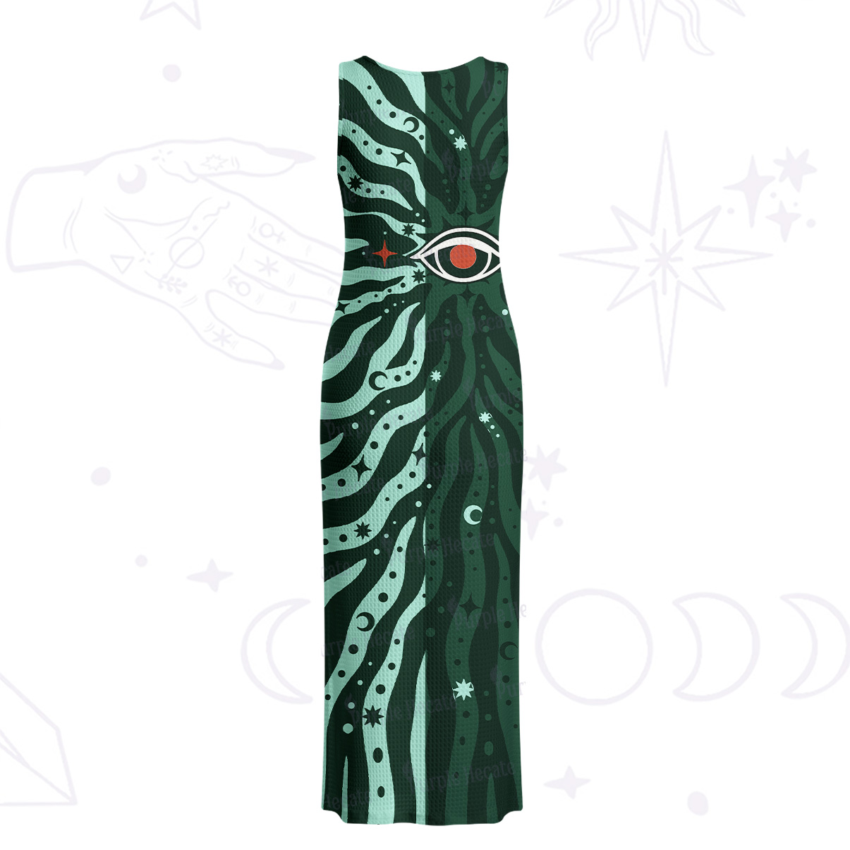 Purplehecate Green Vision Illusion Crochet Knit Maxi Dress