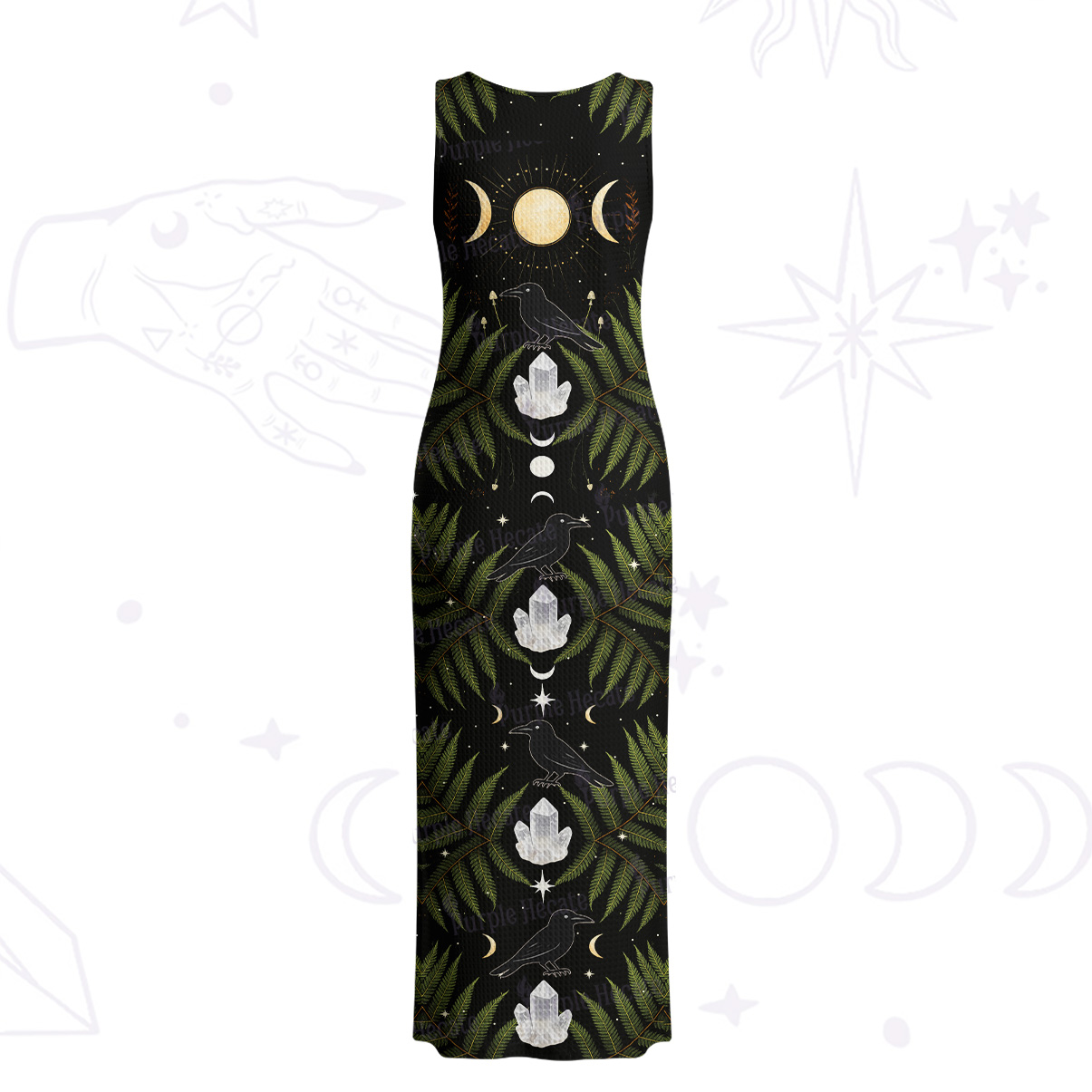 Purplehecate Lunar Raven Ritual Crochet Knit Maxi Dress