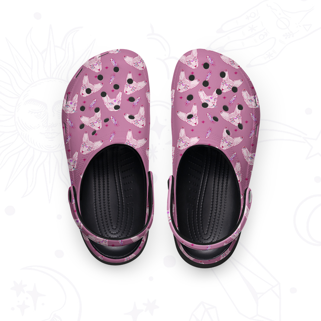 Purplehecate Mystical Sphynx Cat Rubber Clogs