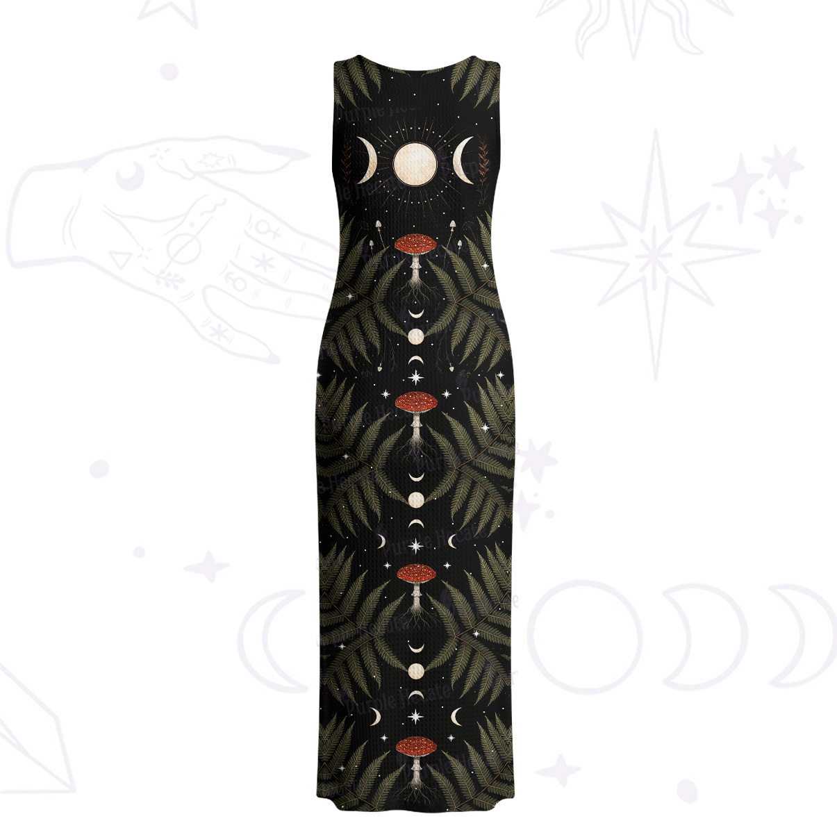 Purplehecate Moonlit Mushroom Gow Crochet Knit Maxi Dress