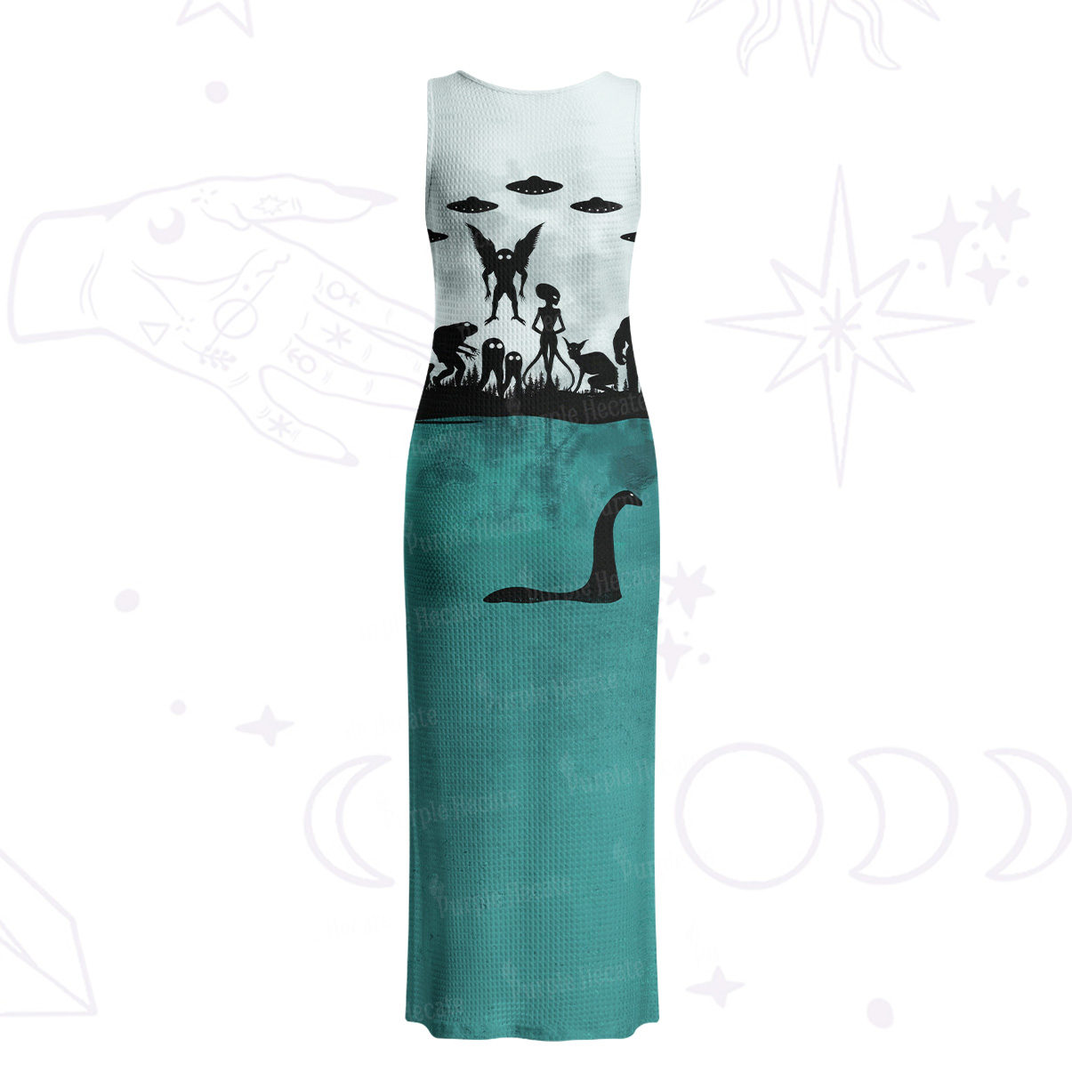 Purplehecate Alien Lake Monster Encounter Crochet Knit Maxi Dress