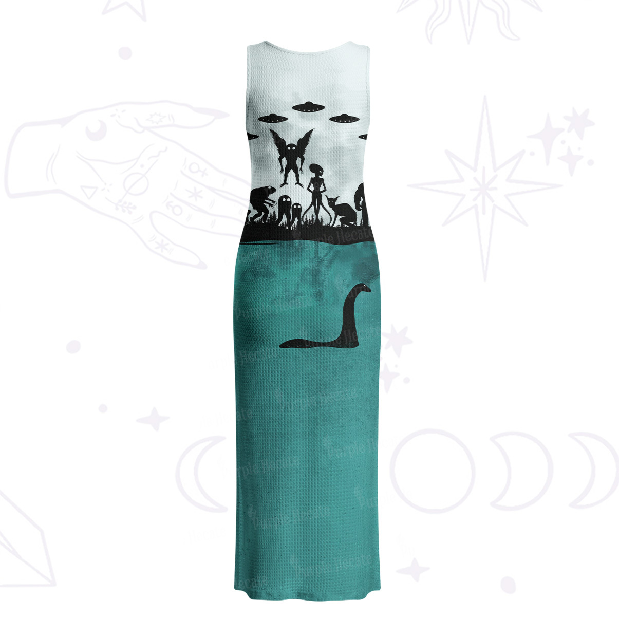 Purplehecate Alien Lake Monster Encounter Crochet Knit Maxi Dress