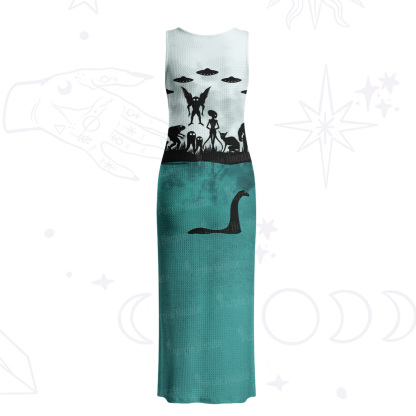 Purplehecate Alien Lake Monster Encounter Crochet Knit Maxi Dress