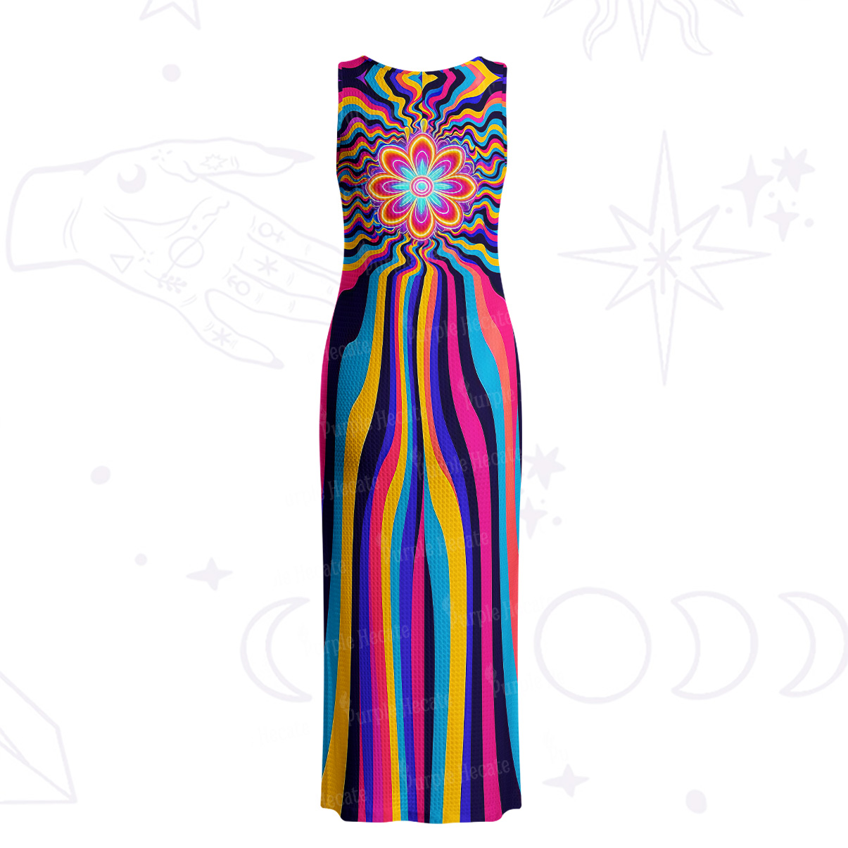 Purplehecate Psychedelic Bloom Crochet Knit Maxi Dress