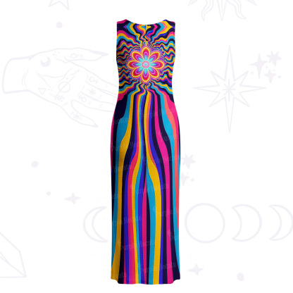 Purplehecate Psychedelic Bloom Crochet Knit Maxi Dress