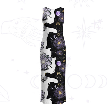 Purplehecate Starlit Cats & Butterflies Crochet Knit Maxi Dress
