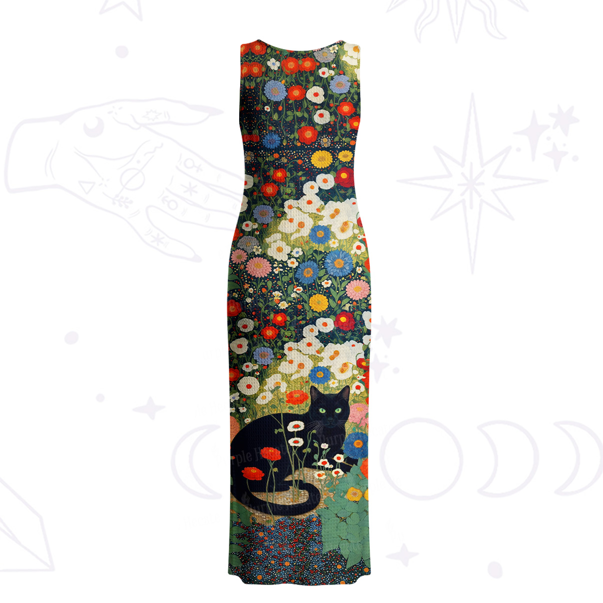 Purplehecate Vintage The Cat in Bloom Crochet Knit Maxi Dress