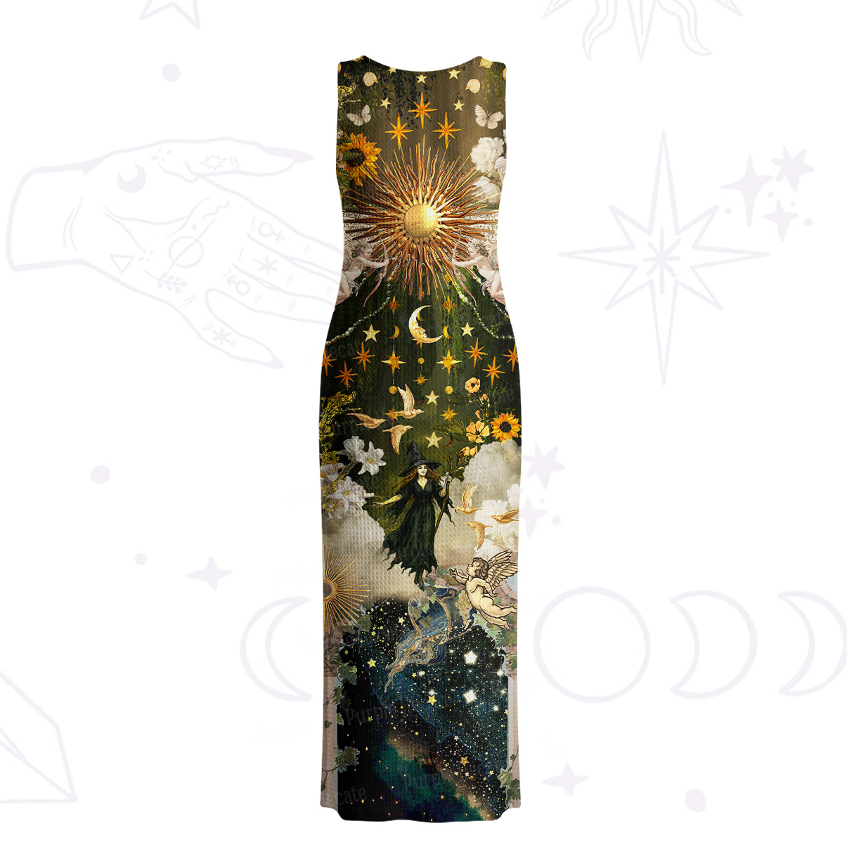 Purplehecate Garden of the Celestial Witch Crochet Knit Maxi Dress