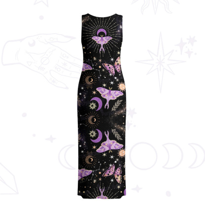 Purplehecate Starry Night Lunar Moth Crochet Knit Maxi Dress