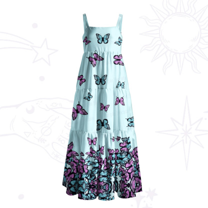 Purplehecate Mystic Butterfly Wide Straps Maxi Dress