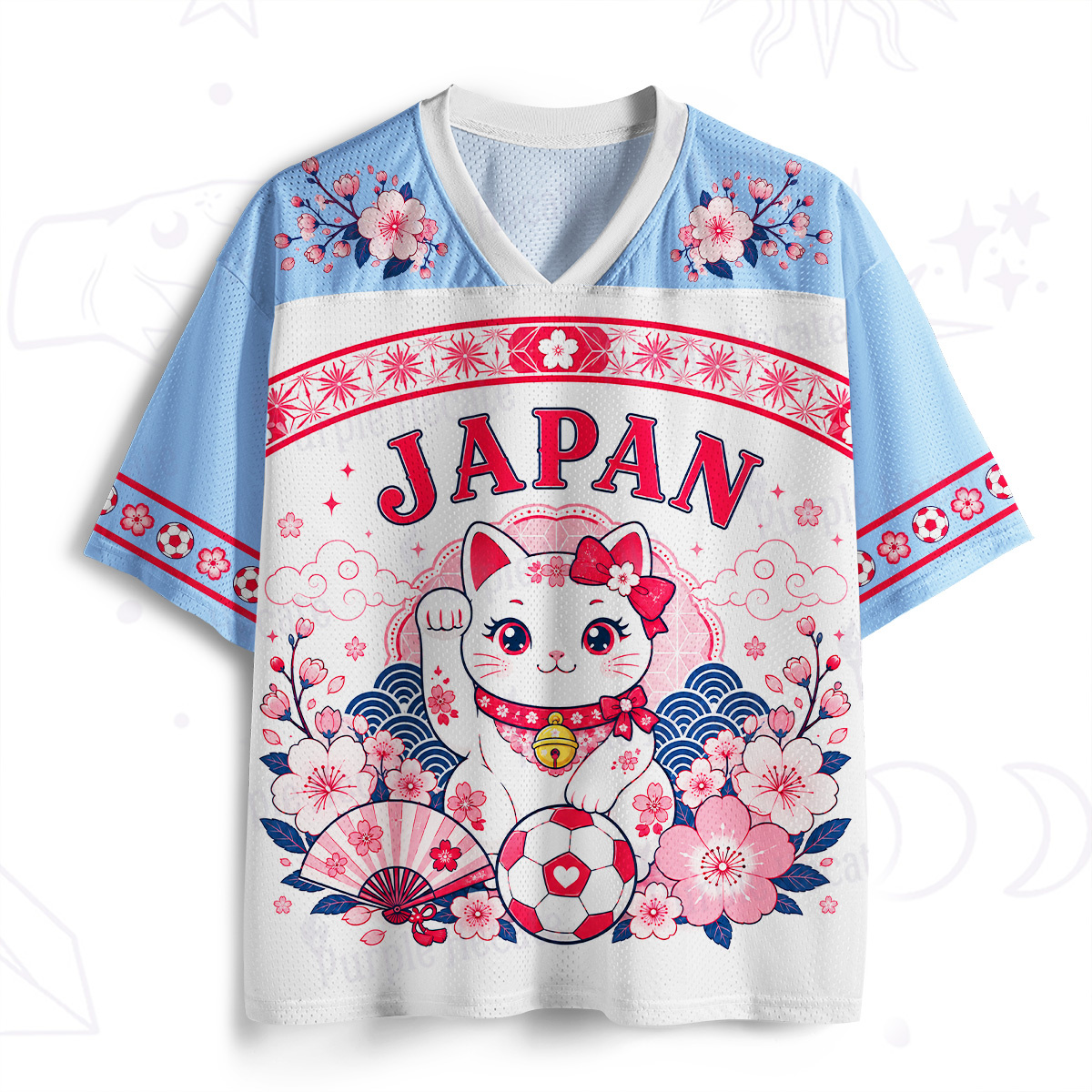 Purplehecate Sakura Lucky Cat Japan Soccer Mesh Jersey