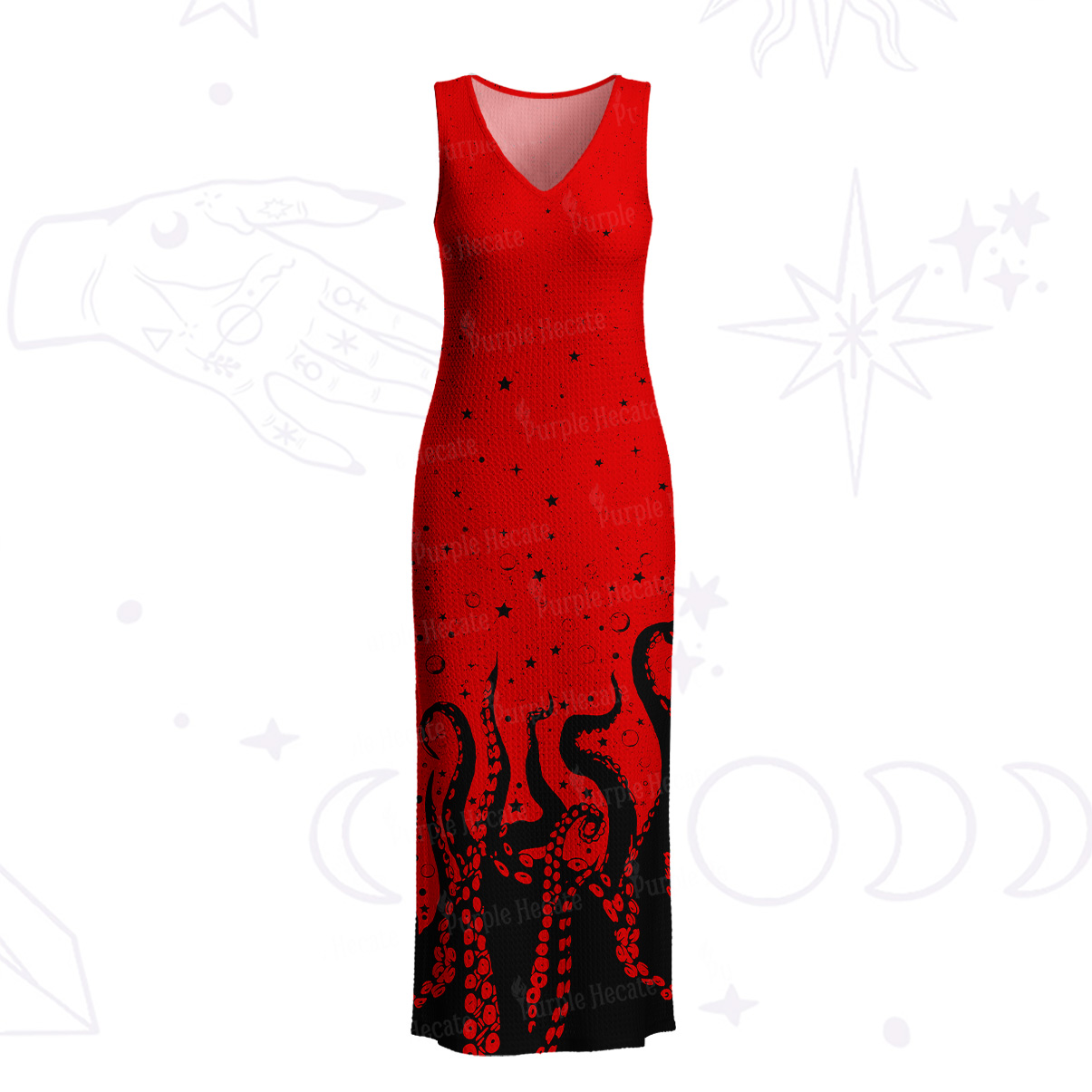 Purplehecate Tentacles of the Deep Crochet Knit Maxi Dress