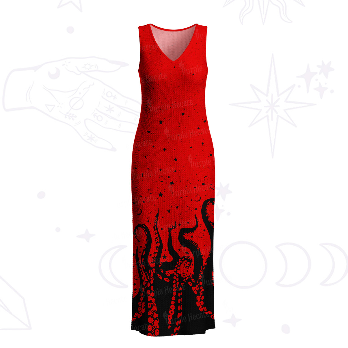 Purplehecate Tentacles of the Deep Crochet Knit Maxi Dress