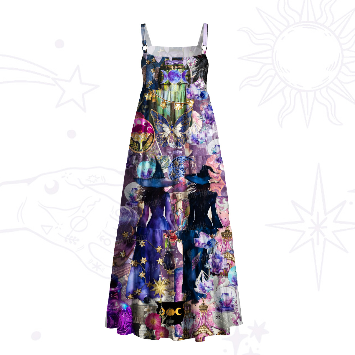 Purplehecate Celestial Magic Witch Sister Wide Straps Maxi Dress
