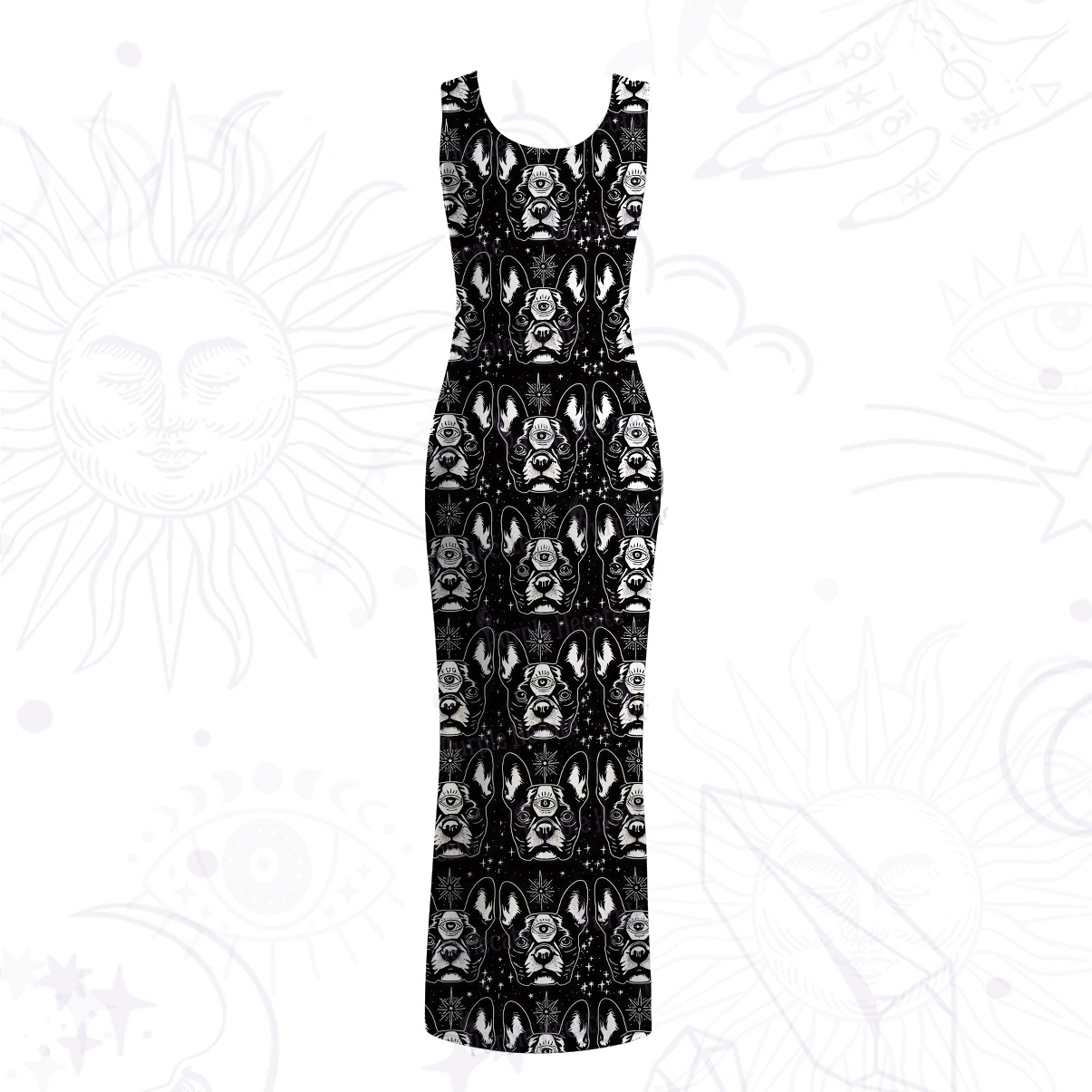 Purplehecate Mystic Boston Terrier Mesh Maxi Tank Beach Dress