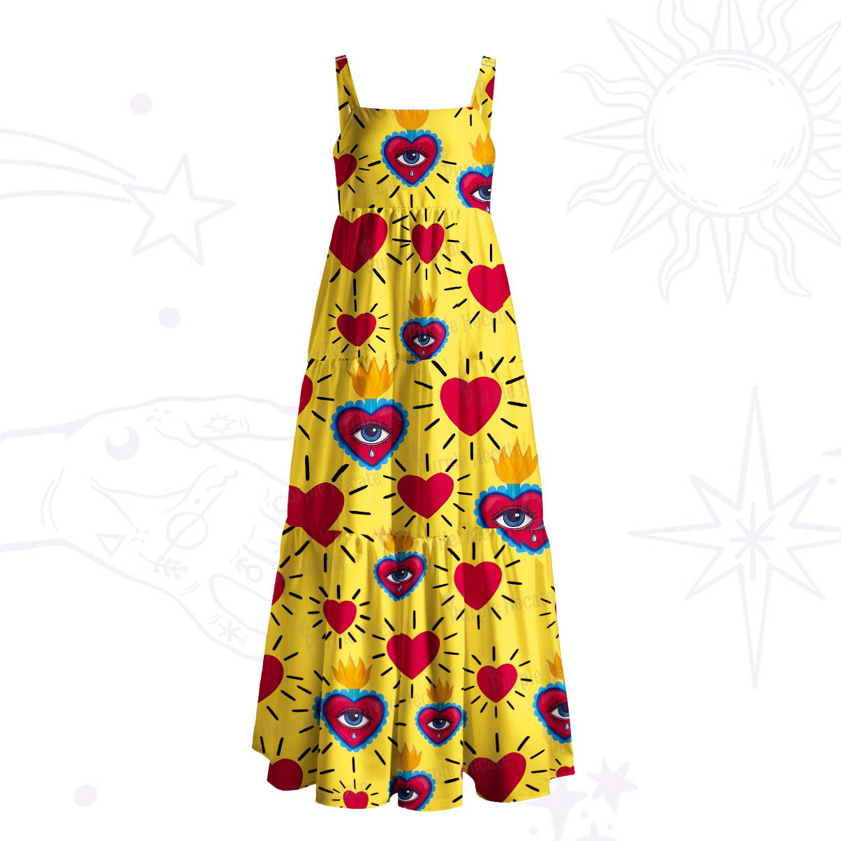 Purplehecate Sacred Flame of Love Wide Straps Maxi Dress