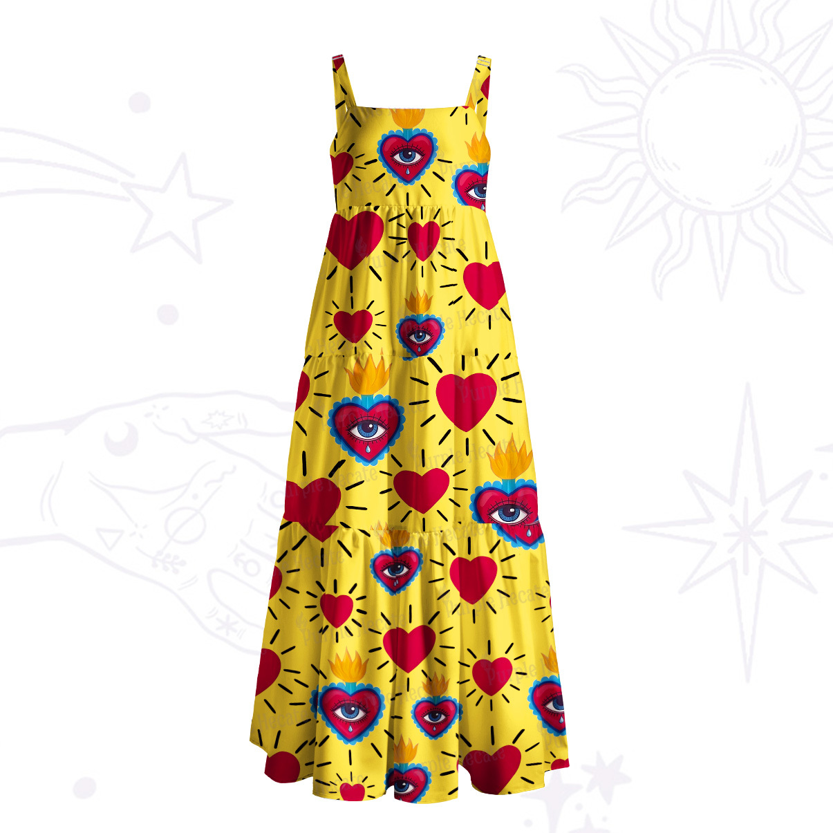 Purplehecate Sacred Flame of Love Wide Straps Maxi Dress