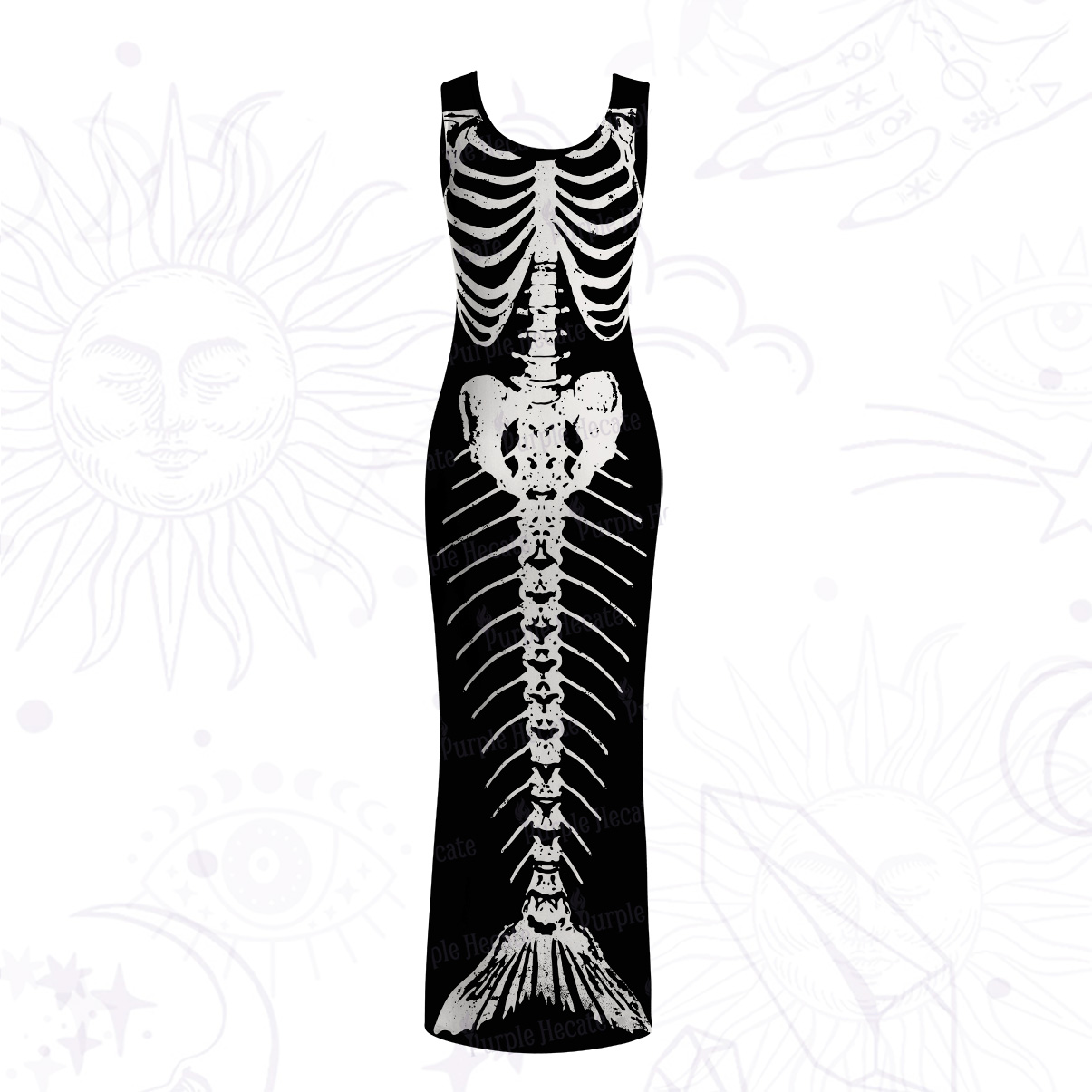 Purplehecate Mystic Mermaid Skeleton Mesh Maxi Tank Beach Dress