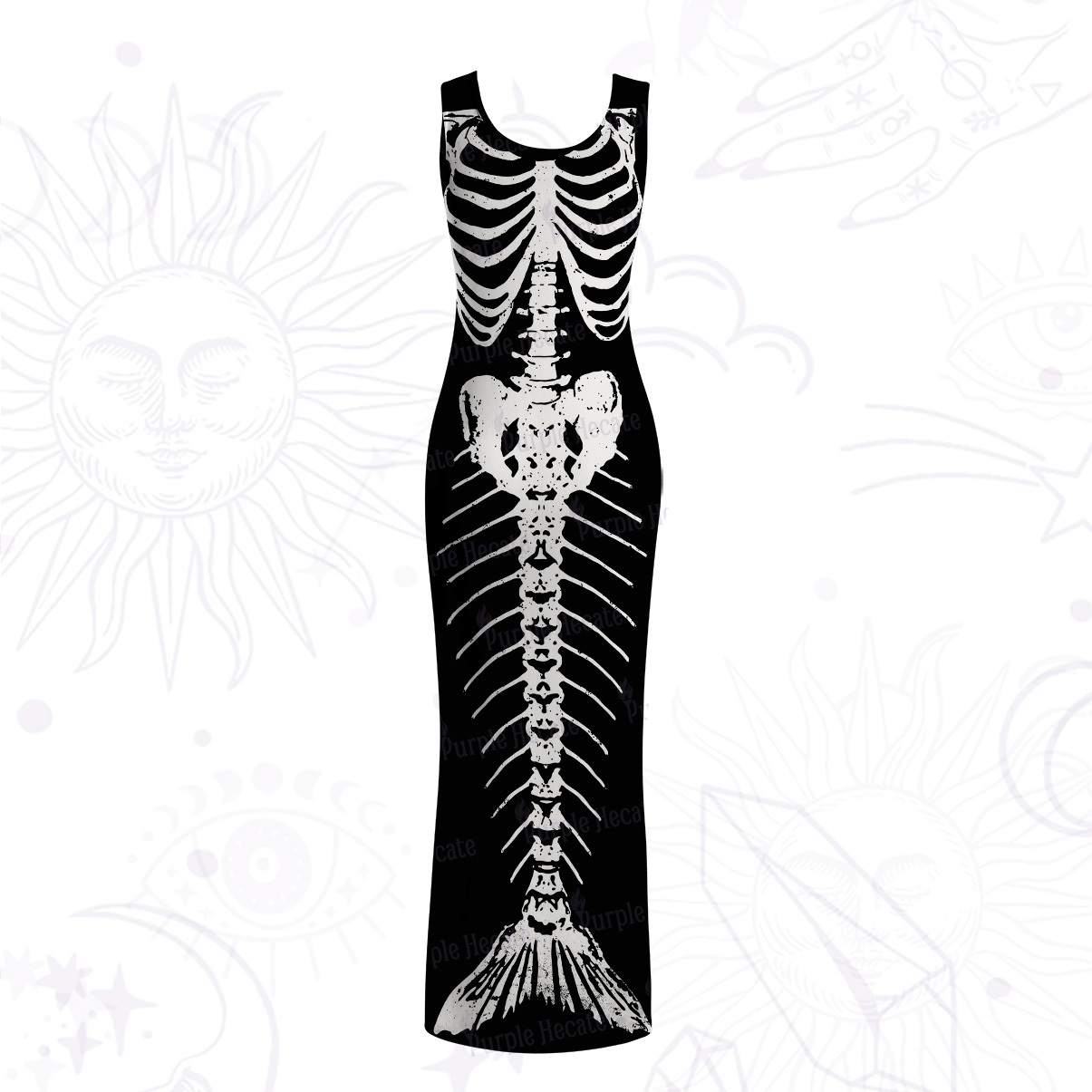 Purplehecate Mystic Mermaid Skeleton Mesh Maxi Tank Beach Dress
