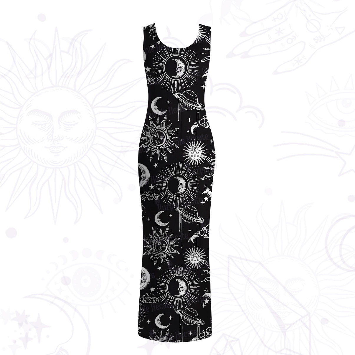 Purplehecate Celestial Moon Sun Mesh Maxi Tank Beach Dress