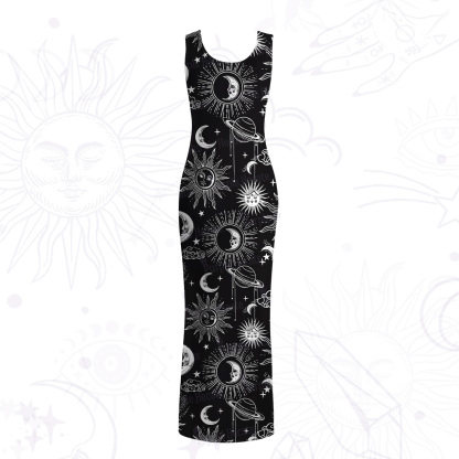 Purplehecate Celestial Moon Sun Mesh Maxi Tank Beach Dress