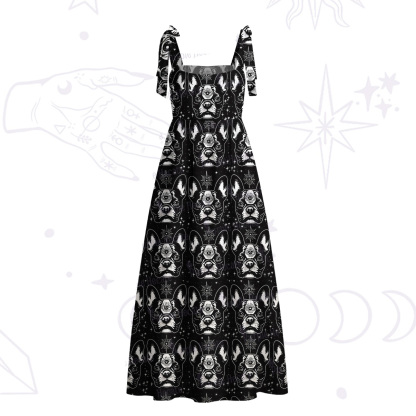 Purplehecate Mystic Boston Terrier Tie Shoulder Maxi Dress