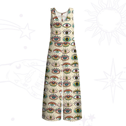 Purplehecate Evil Eye Pattern Wide Leg Jumpsuit