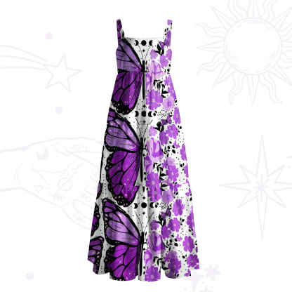 Purplehecate Inked Wings Butterfly Wide Straps Maxi Dress