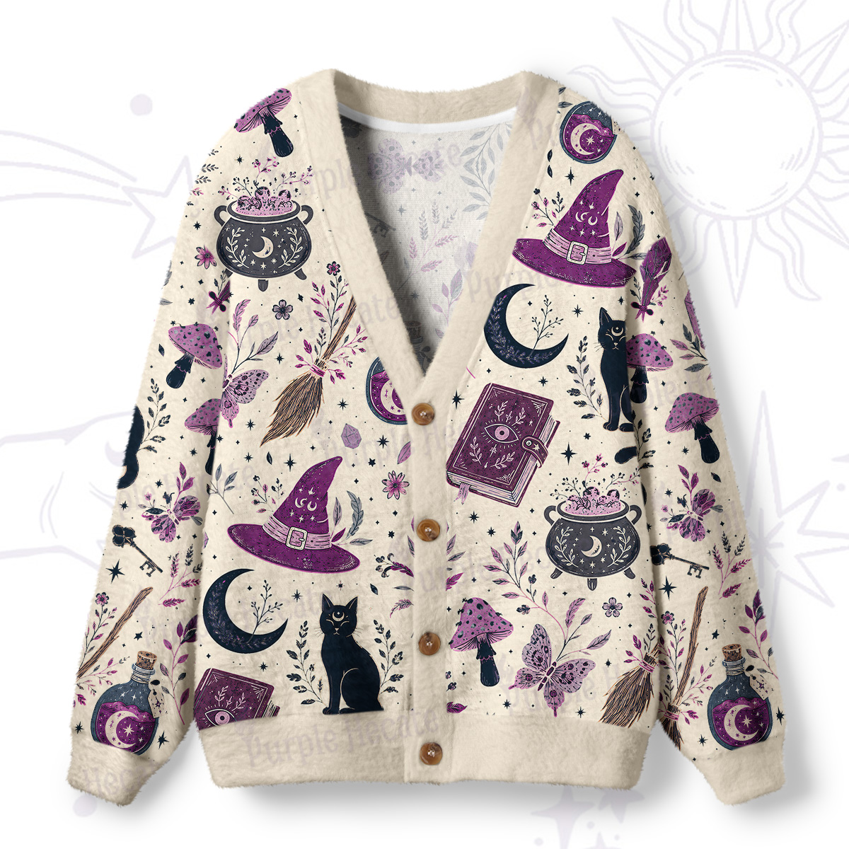 Purplehecate Witchcraft Spellbook Ugly Cardigan Sweaters