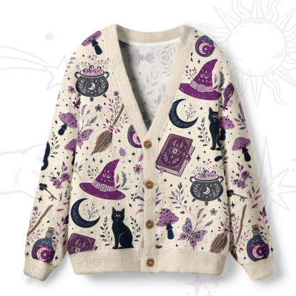 Purplehecate Witchcraft Spellbook Ugly Cardigan Sweaters