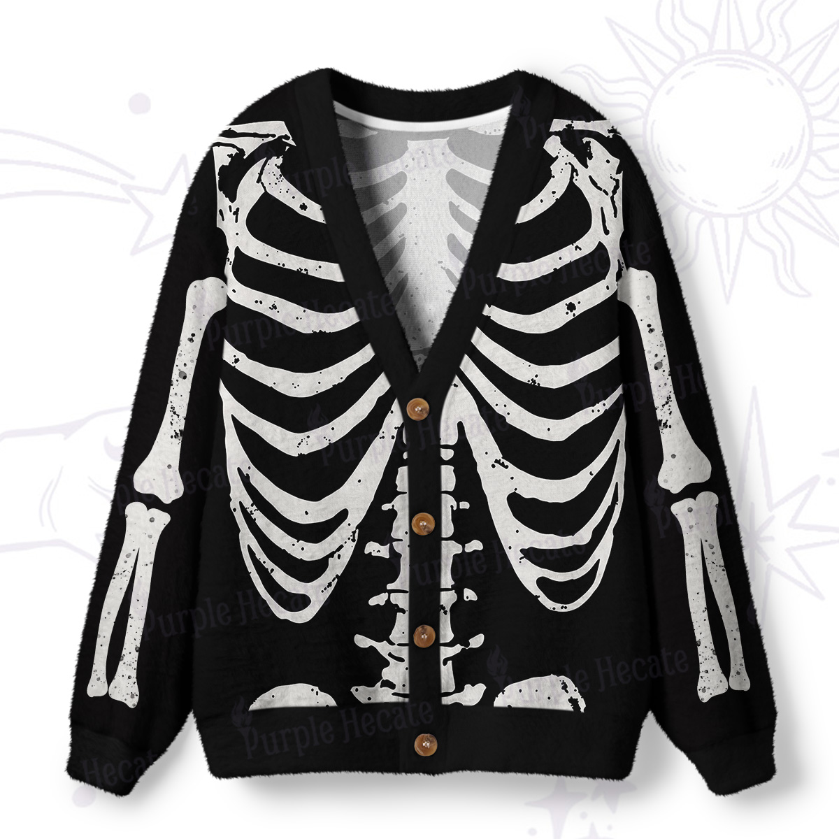 Purplehecate Skeleton Ugly Cardigan Sweaters