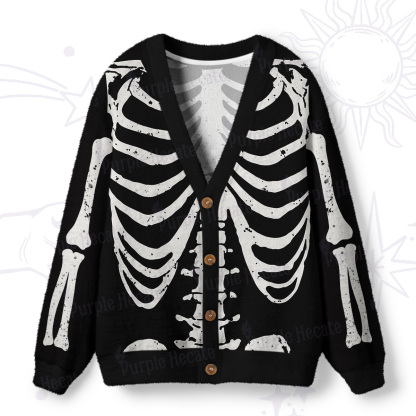 Purplehecate Skeleton Ugly Cardigan Sweaters