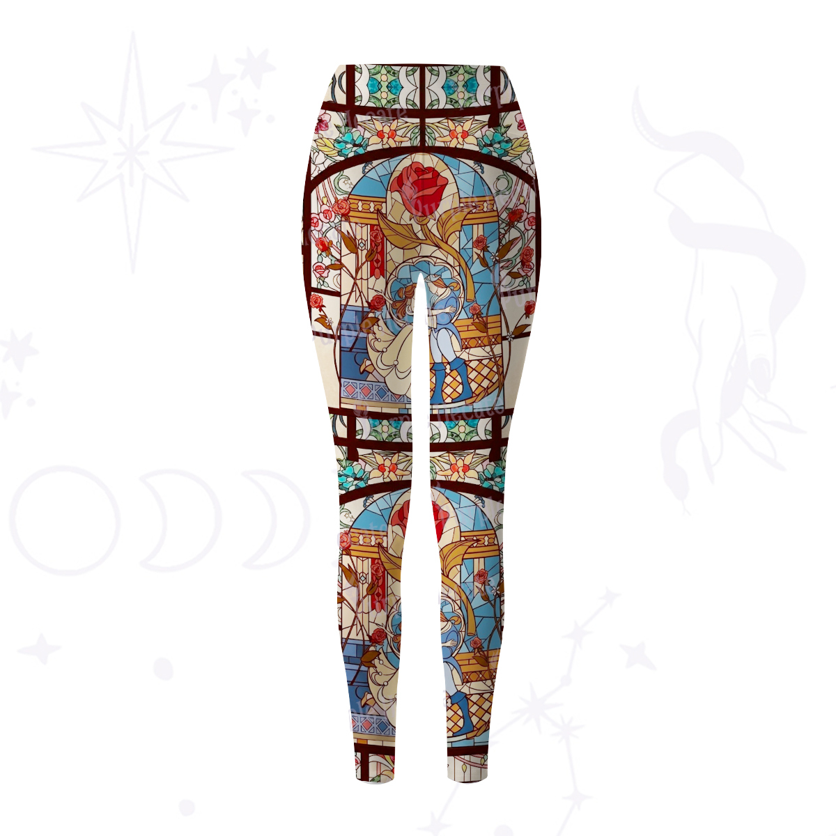 Purplehecate Stained Glass Rose Romance Yoga Pants
