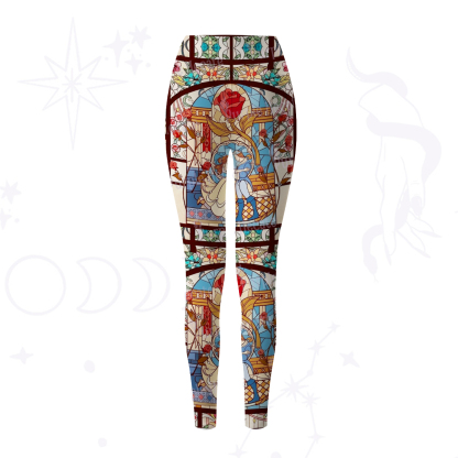 Purplehecate Stained Glass Rose Romance Yoga Pants
