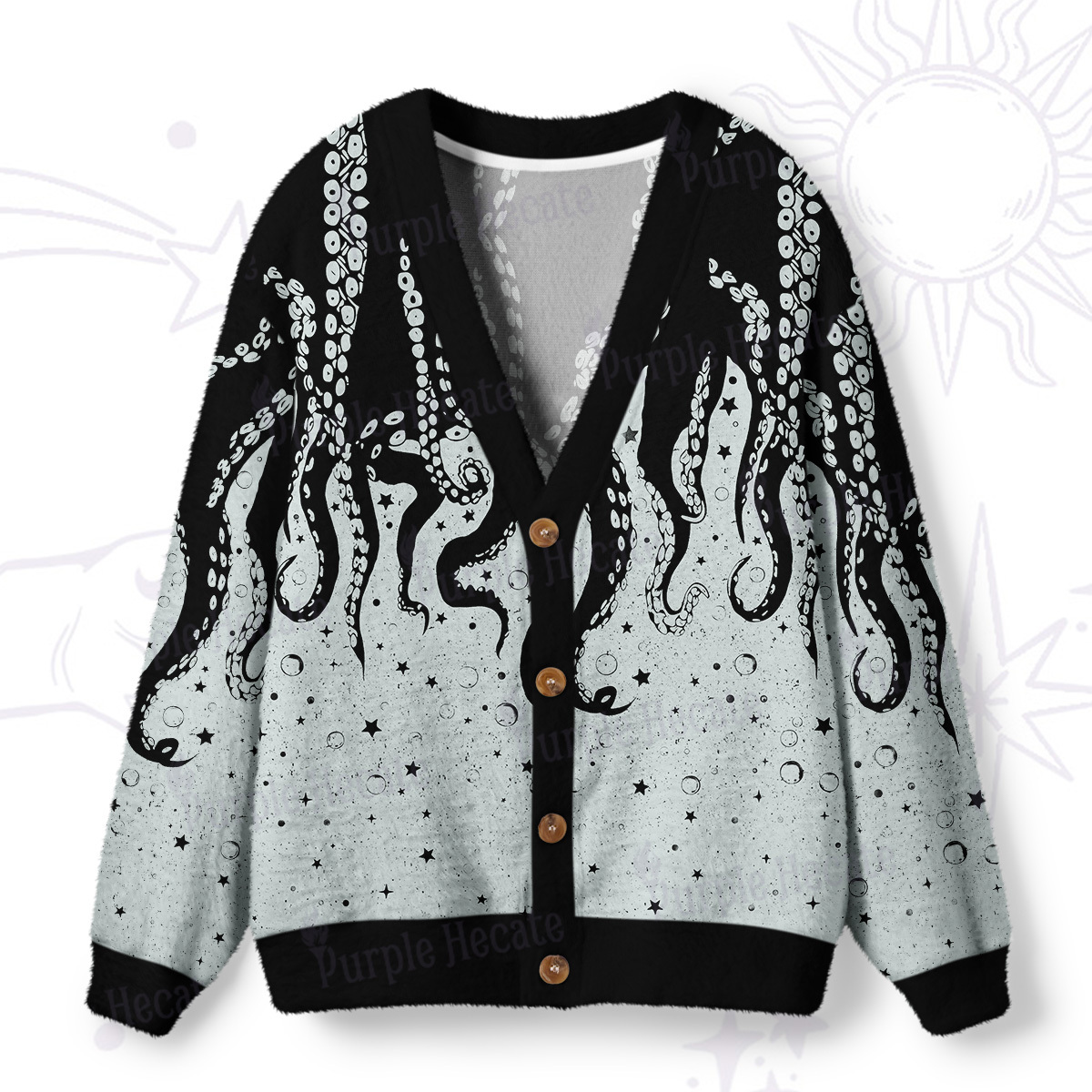 Purplehecate Tentacles of the Deep Ugly Cardigan Sweaters