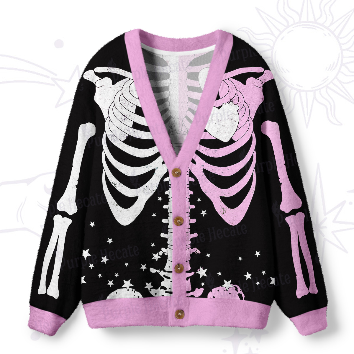 Purplehecate Pastel Aplit Akeleton Ugly Cardigan Sweaters