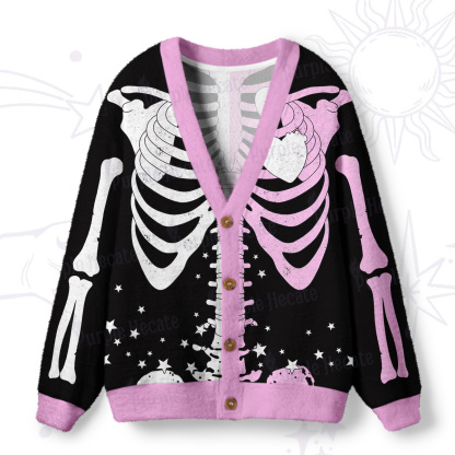 Purplehecate Pastel Aplit Akeleton Ugly Cardigan Sweaters