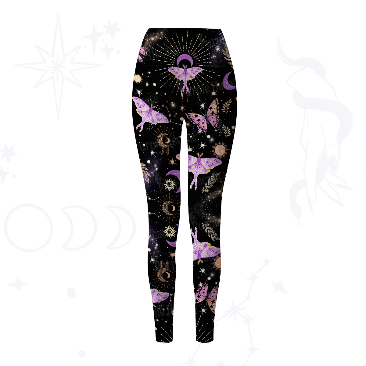 Purplehecate Starry Night Lunar Moth Yoga Pants