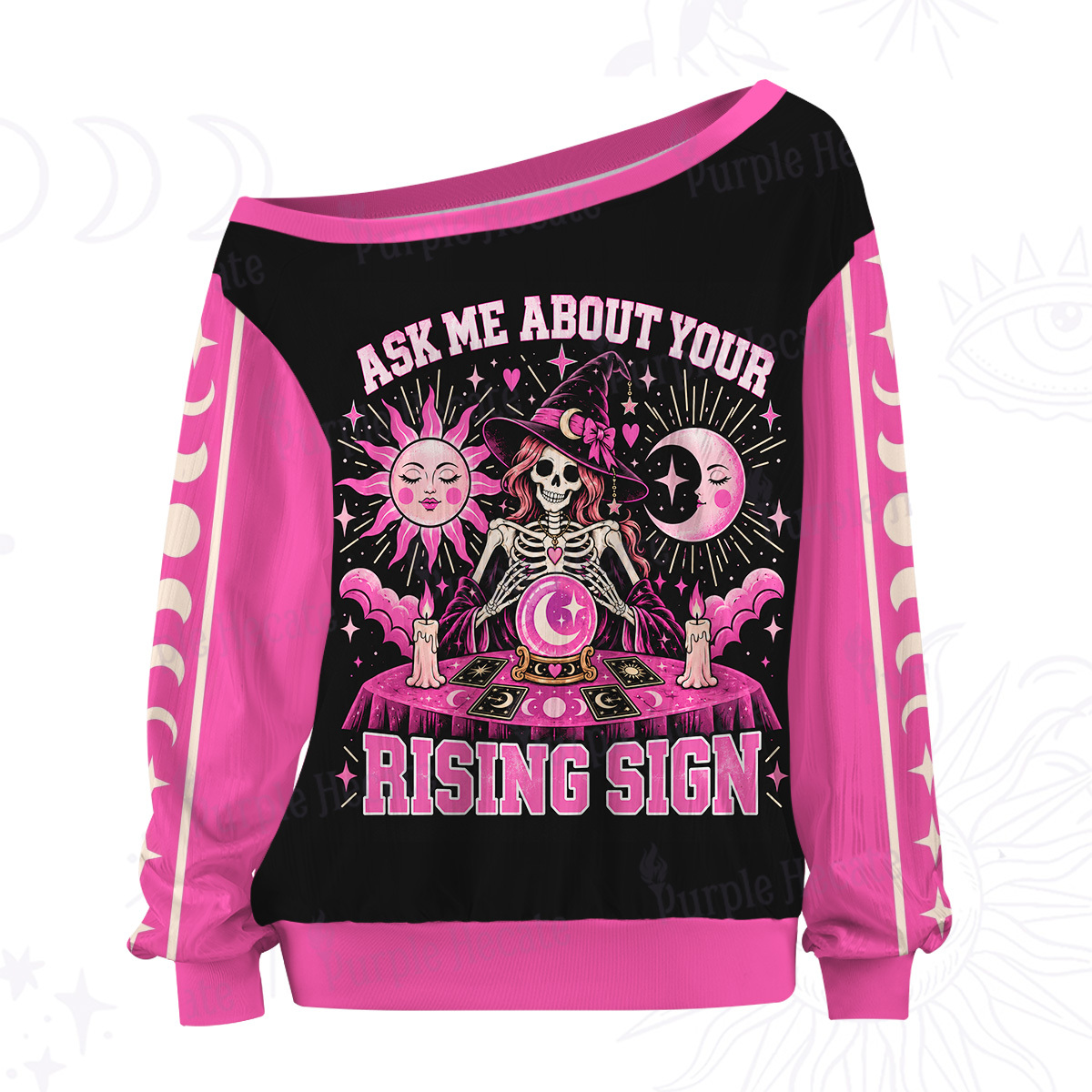 Purplehecate Ask Me About Your Rising Sign Off The Shoulder Graphic Jersey