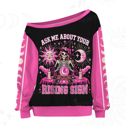 Purplehecate Ask Me About Your Rising Sign Off The Shoulder Graphic Jersey